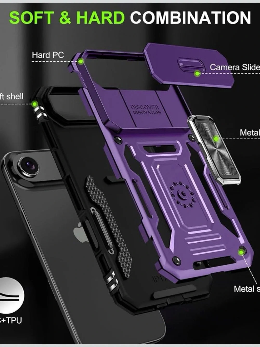 Brand-New iPhone 17 Air Rugged Case with Screen Protector – Purple